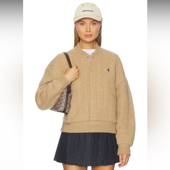 Polo Ralph Lauren Jackets & Blazers - Polo Ralph Lauren Cable Knit Wool Cashmere Bomber Jacket in Collection Camel